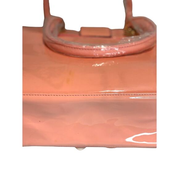 Pink Patent Leather Style Flower Petal Top Handle Handbag, NWT - Picture 8 of 9